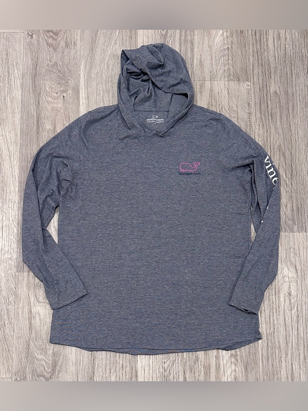 VINEYARD VINES Lightweight Hoodie Pullover Grey Mens Large Long Sleeve Blend